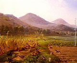 rabbits Wall Art - An Extensive Field With Game Birds And Rabbits